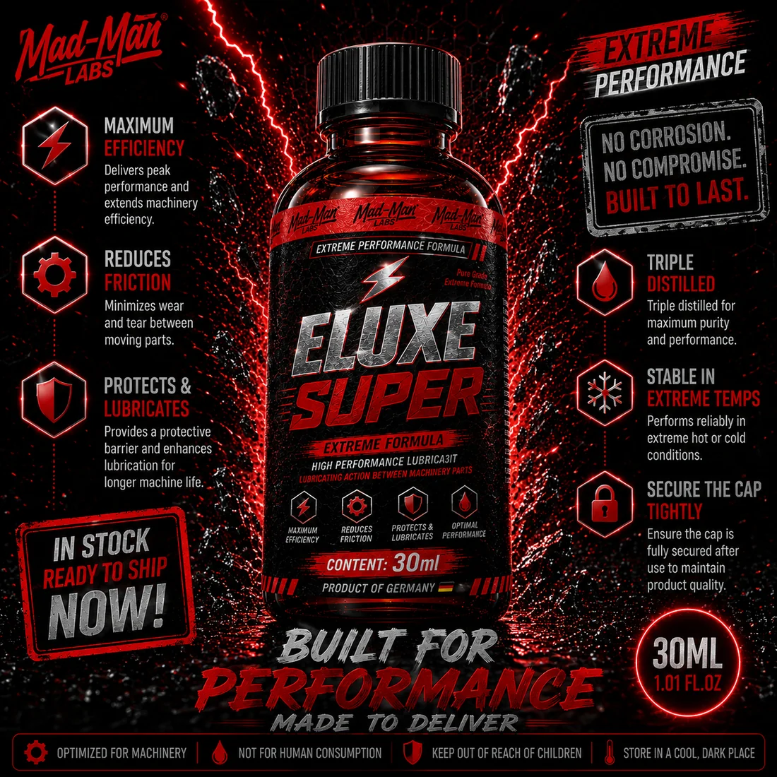 ELUXE Super 30ml machine oil lubricant Australia product information
